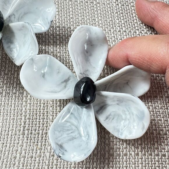 Zara White Flower Statement Earrings - Picture 4 of 11